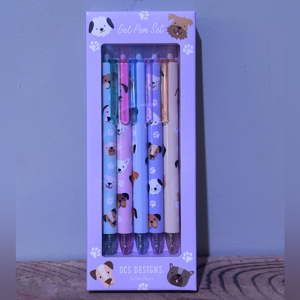 OCS DESIGNS Set Of 5 Puppy Portrait Gel Pens